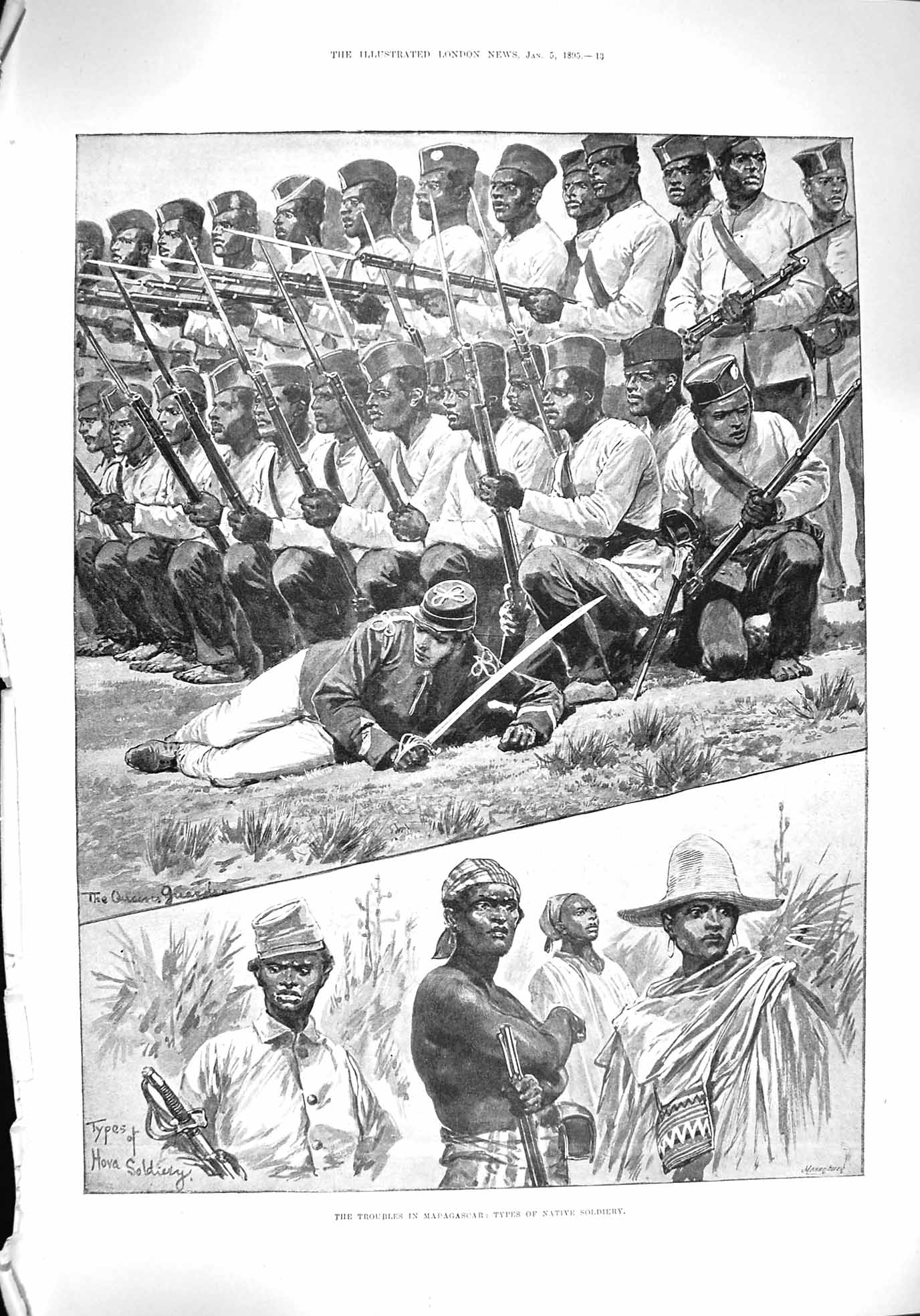 Original Old Antique Print 1895 Madagascar Native Siers Burne-Jones Studio 19th