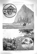 Original Old Antique Print 1895 Calpe Hunt Gibraltar Bishop Hereford Crick 19th