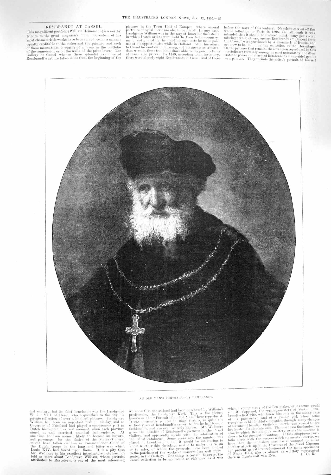 Original Old Antique Print 1895 Portrait Man Rembrandt 19th Century