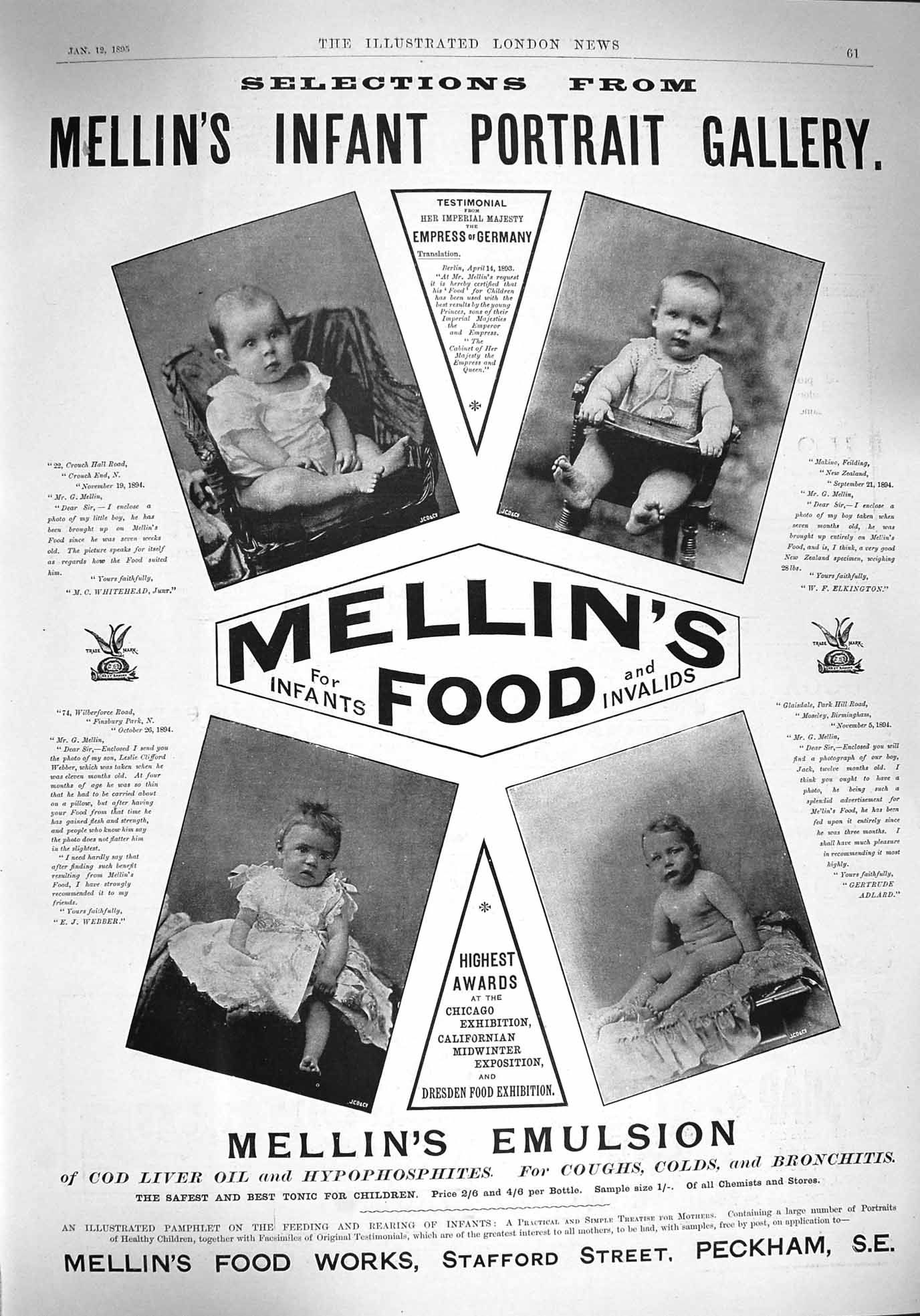 Original Old Antique Print 1895 Advertisement Mellins Food Infants Invalids