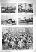 Original Old Antique Print 1894 Coolgardie Gfields Banquet Guildhall Waifs 19th