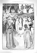 Original Old Antique Print 1895 King Arthur Lyceum Theatre Queen Maying Whi 19th