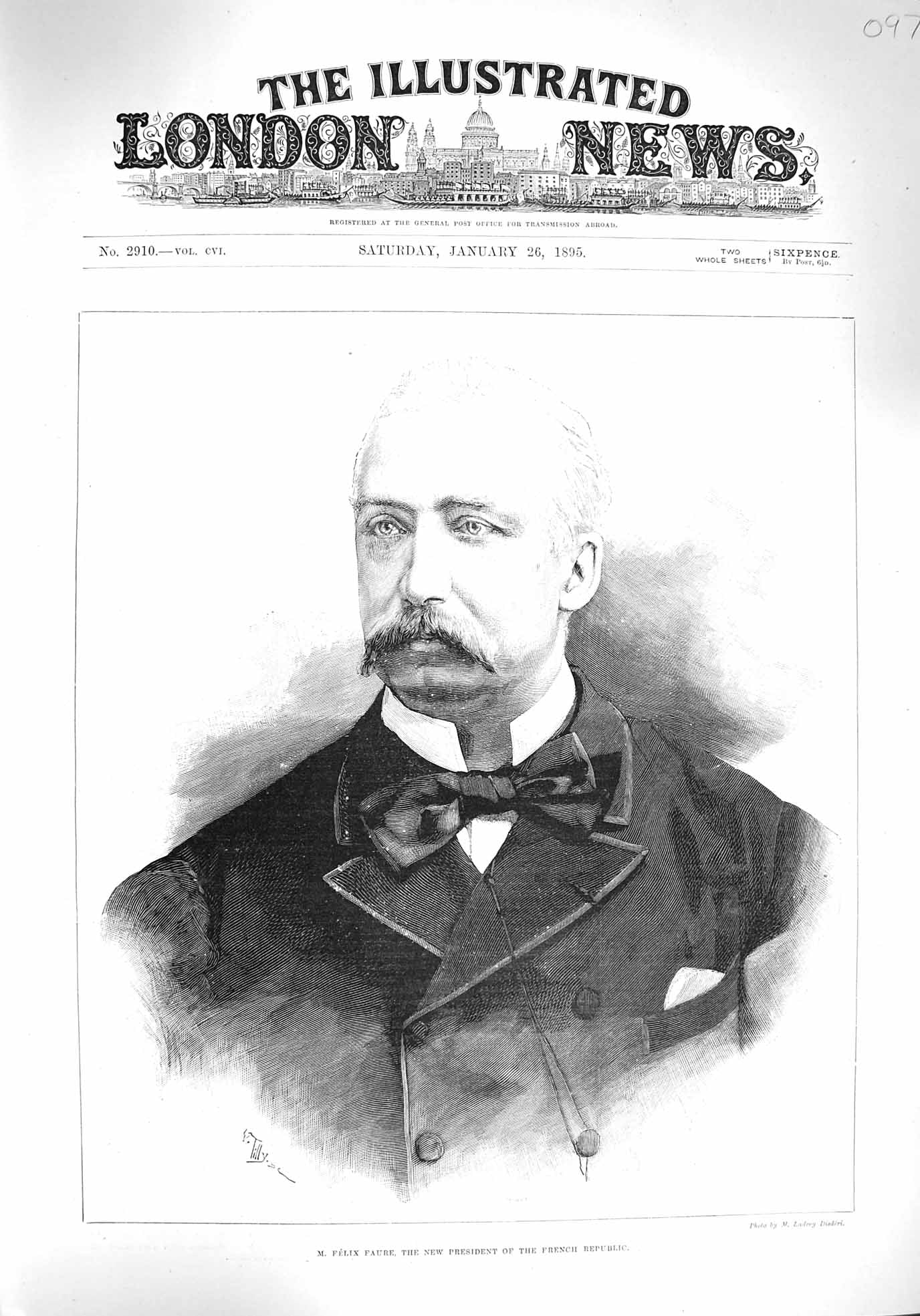 Original Old Antique Print 1895 Portrait Felix Faure President French Republic
