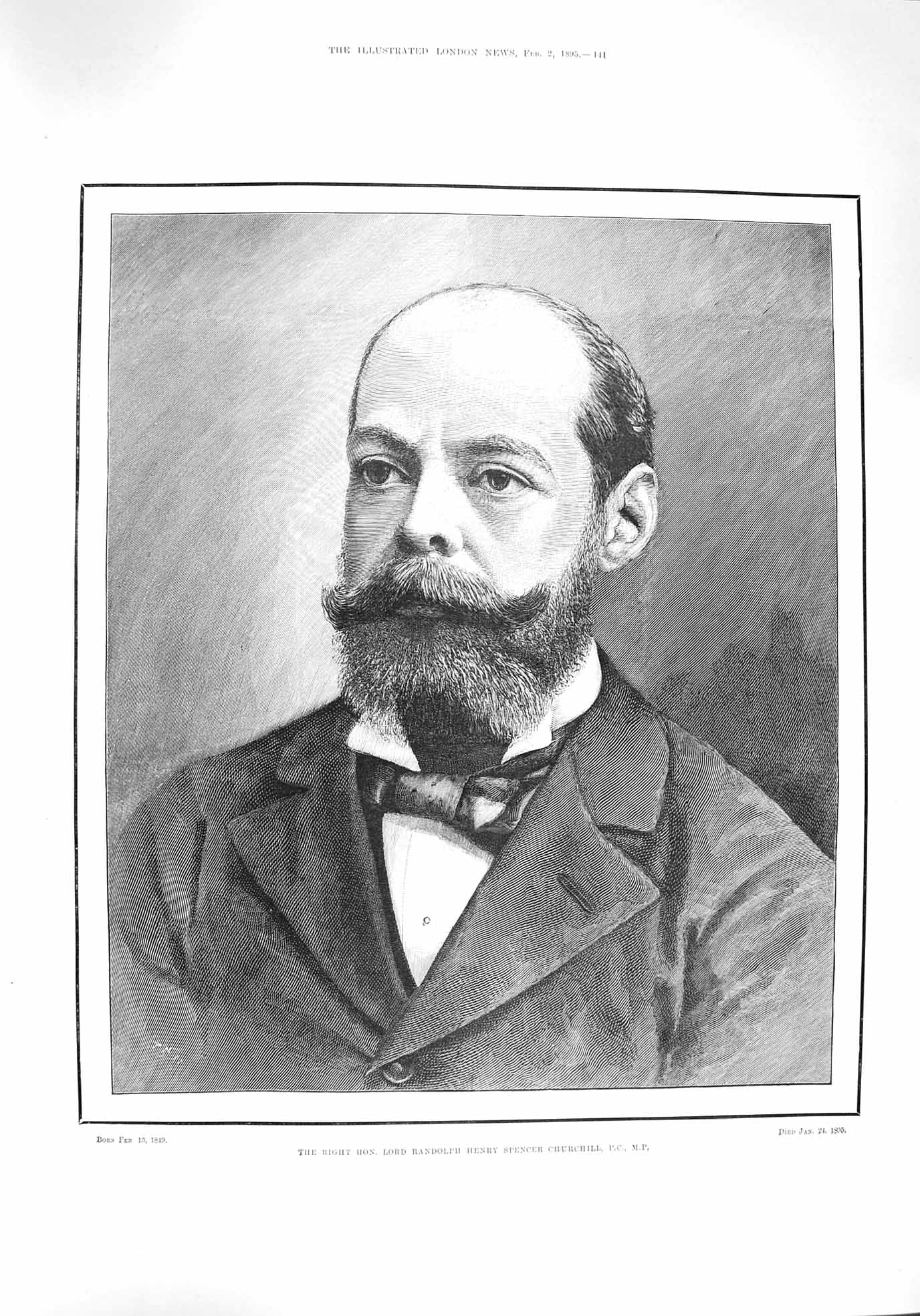 Old Antique Print 1895 Lord Randolph Churchill Senor Saenz Pena Argentina 19th