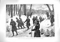 Original Old Antique Print 1895 Prussian Rifle Battalion Snow-Shoes War Silesia