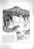 Old Antique Print 1894 Gate River Falls Jajce Lake Jezero Madame Kallay 19th