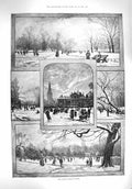 Original Old Antique Print 1895 London Winter Parks Regents James Kensington