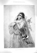 Original Old Antique Print 1895 Bisson Portrait La Fiancee Beautif Victorian