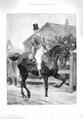 Original Old Antique Print 1895 Man Black Horse Fruit Growing California Prunes