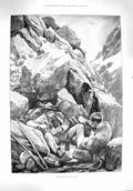 Old Antique Print 1895 Tyrolese Poachers Hiding Mountains Hunting Birds 19th