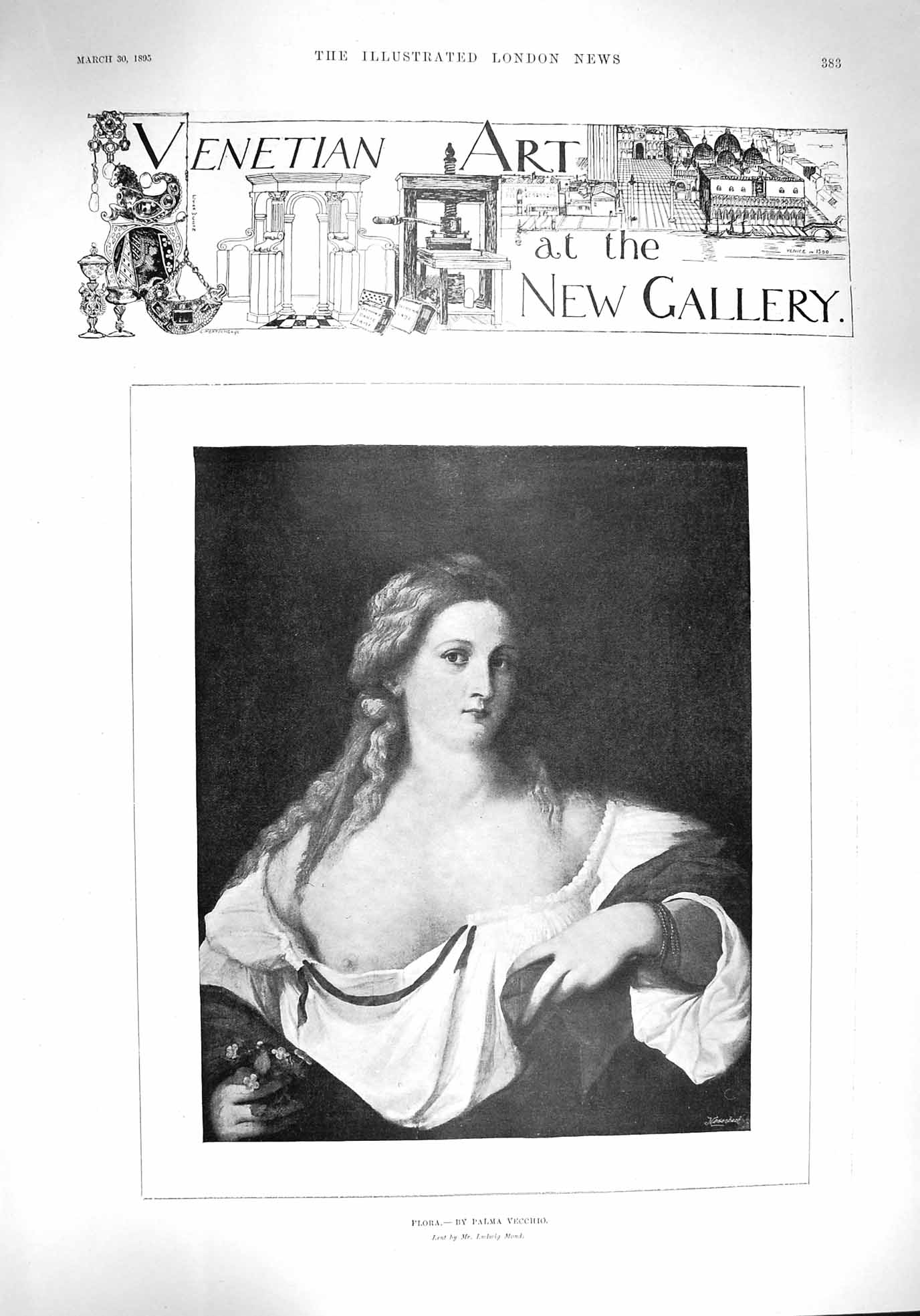 Old Antique Print 1895 Venetian Art Gallery Flora Catherine Cyprus D'Este 19th