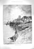 Original Old Antique Print 1895 Fishing Village Brittany France Montbard 19th