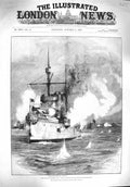 Original Old Antique Print 1894 War Eastern Asia Navy Ships Attack Wei-Hai-Wei
