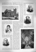 Old Antique Print 1894 Exeter Cathedral Hammond Edmunds Shooting Albania 19th