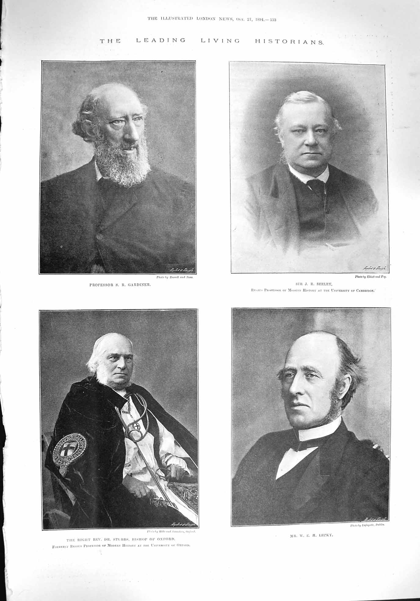 Old Antique Print 1894 Historian Gardiner Seeley Stubbs Lecky Madagascar 19th