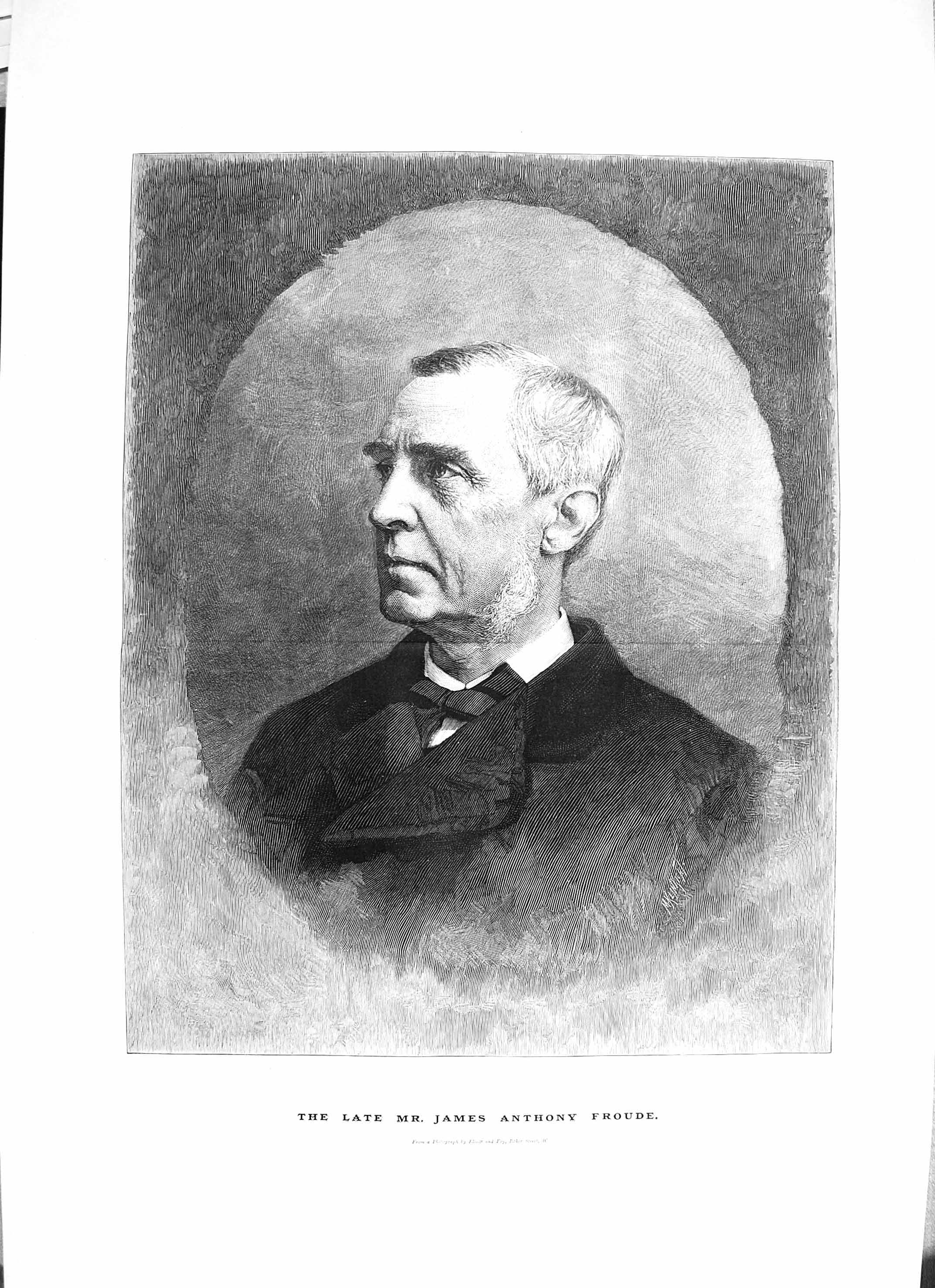 Original Old Antique Print 1895 Portrait Mr. James Anthony Froude Elliott 19th