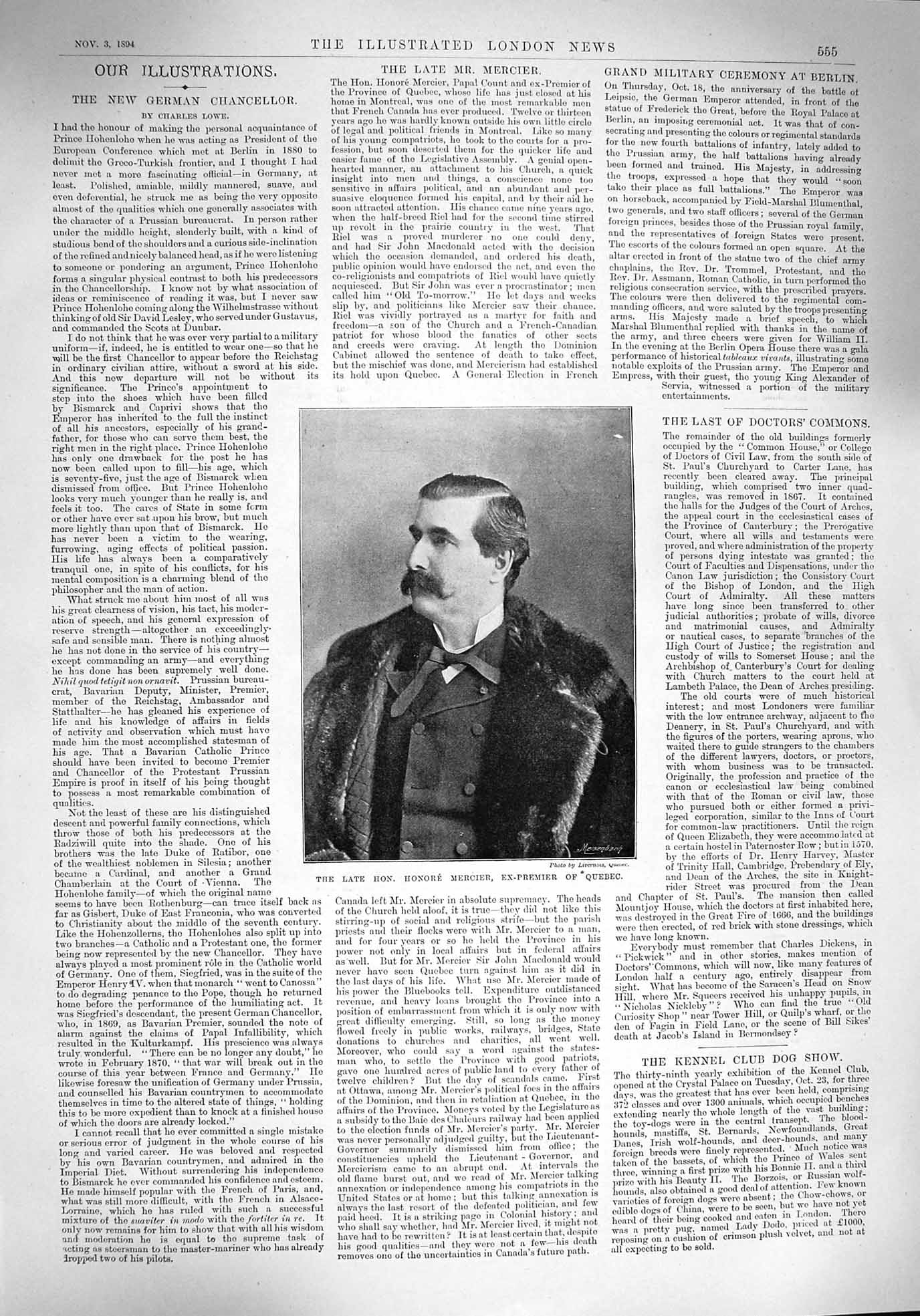 Old Antique Print 1894 Honore Mercier Quebec Balaclava Gordon Lucan White 19th