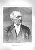 Original Old Antique Print 1894 Prince Hohenlohe German Imperial Chancellor