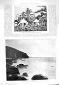 Original Old Antique Print 1894 Coast Madagascar Iharana Camp Nosifaly Tents