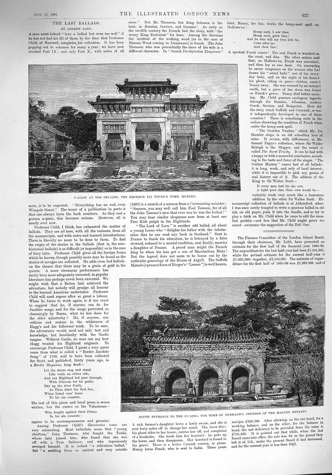 Old Antique Print 1894 P'Ailou Pei-Ling Emperor Tsung Tomb Mukden Manchu 19th