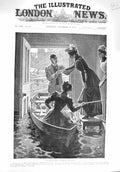 Original Old Antique Print Damaged 1894 Floods House River Boat Rescue 19th
