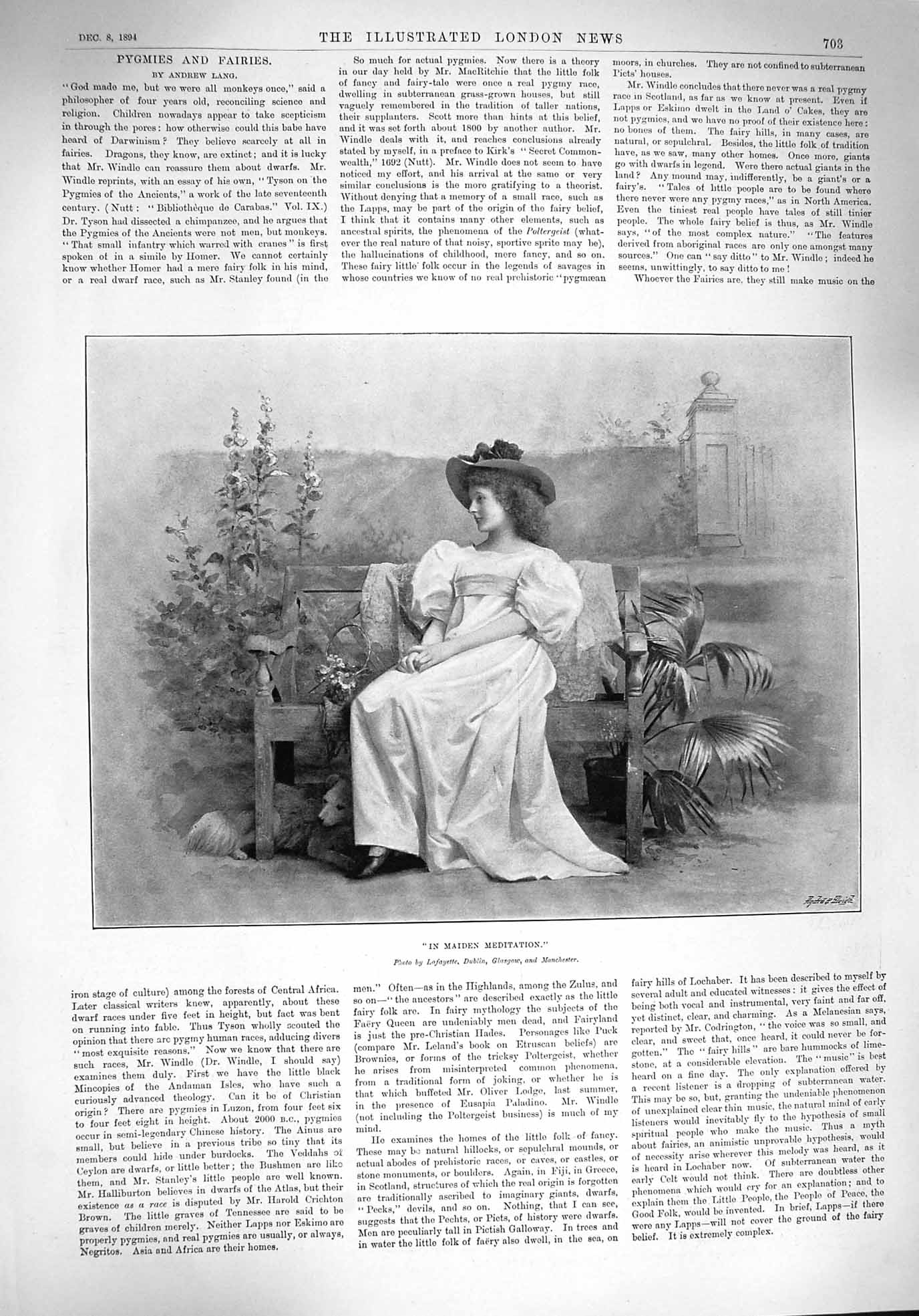 Old Antique Print 1894 Lady Maiden Meditation Sheridan Morgan Fitzherbert 19th