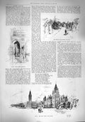 Old Antique Print 1894 Temple Gardens Eaton Chester Chapel Architecture 19th