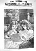 Original Old Antique Print 1894 Mistletoe Children Christmas Reading Book 19th