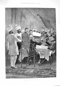 Original Old Antique Print 1894 Christmas India Army Man Snow Music Instruments