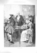 Original Old Antique Print 1894 Cutting Partners Card Game Men Ladies Wilson