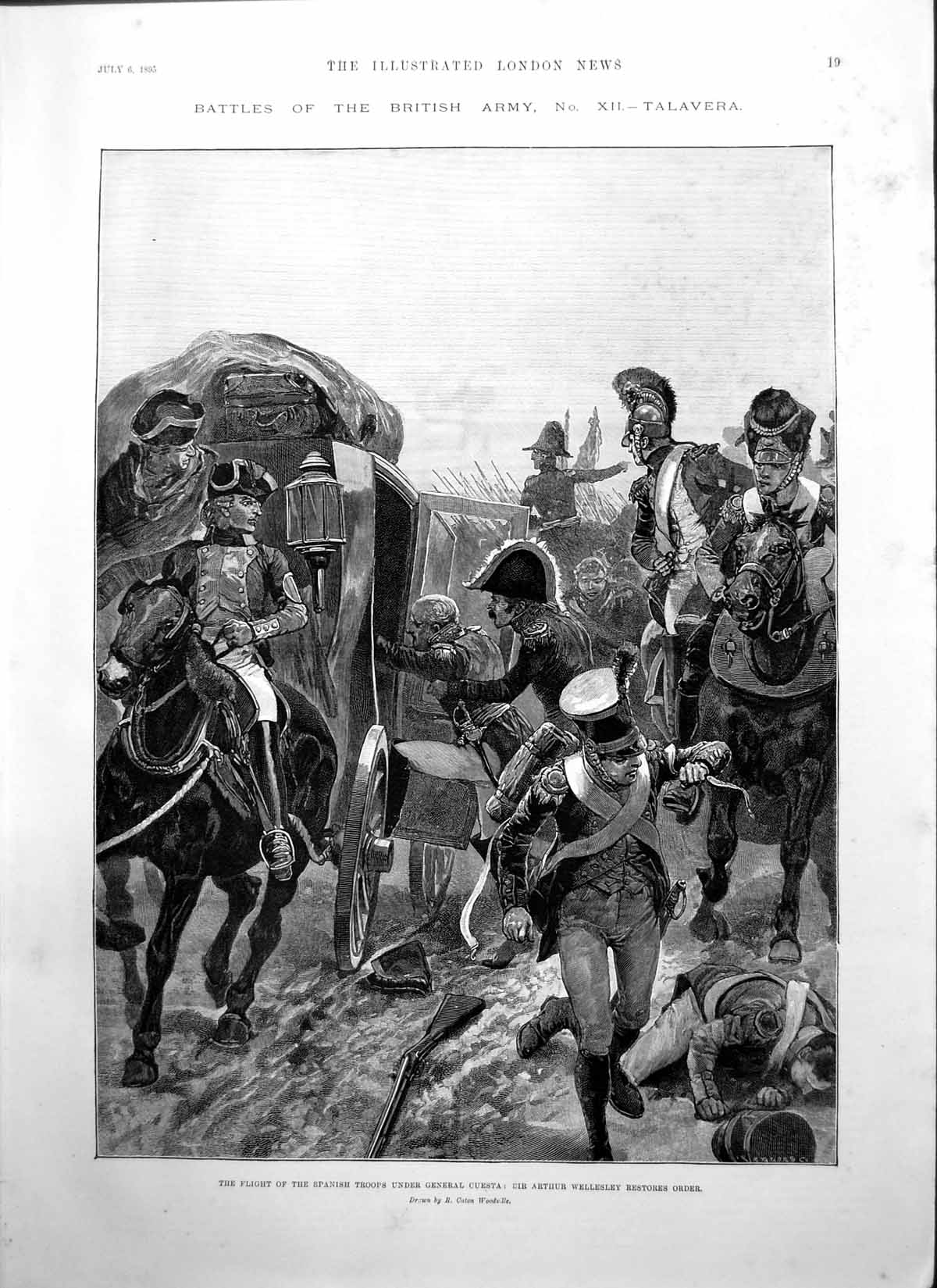 Old Battle Talavera Spanish Gen Cuesta Sir A Wellesley Adolf Menzel 1895 19th