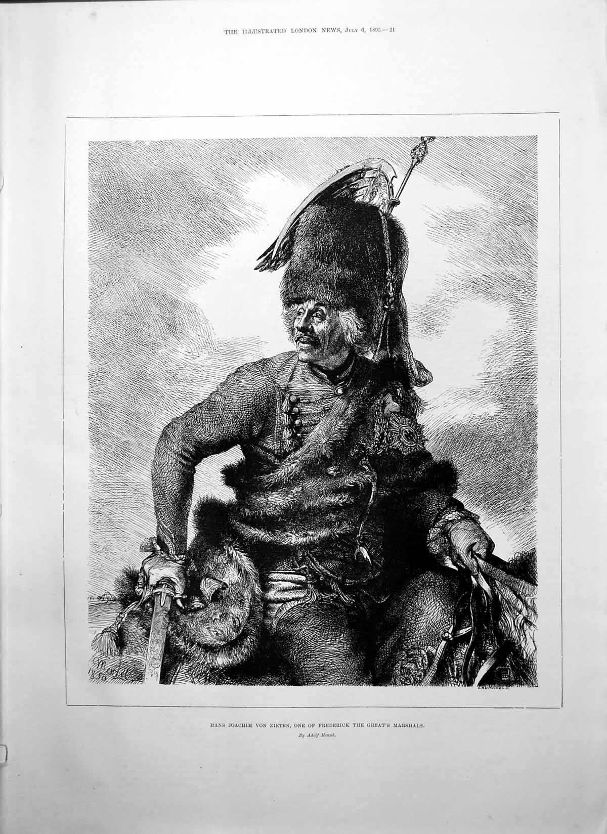 Old Hans Joachim Von Zieten One Frederick Greats Marshals A Menzel 1895 19th