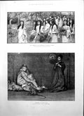 Antique Old Print Gathering Mistletoe Henry Rheam Playmates James Clark 1895