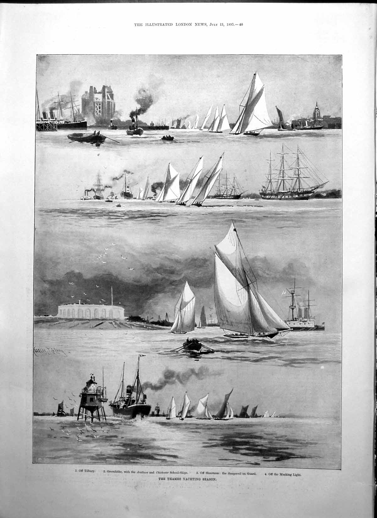 Old Thames Yachting Greenhithe Arethusa Chichester Francis Clark 1895 Victorian