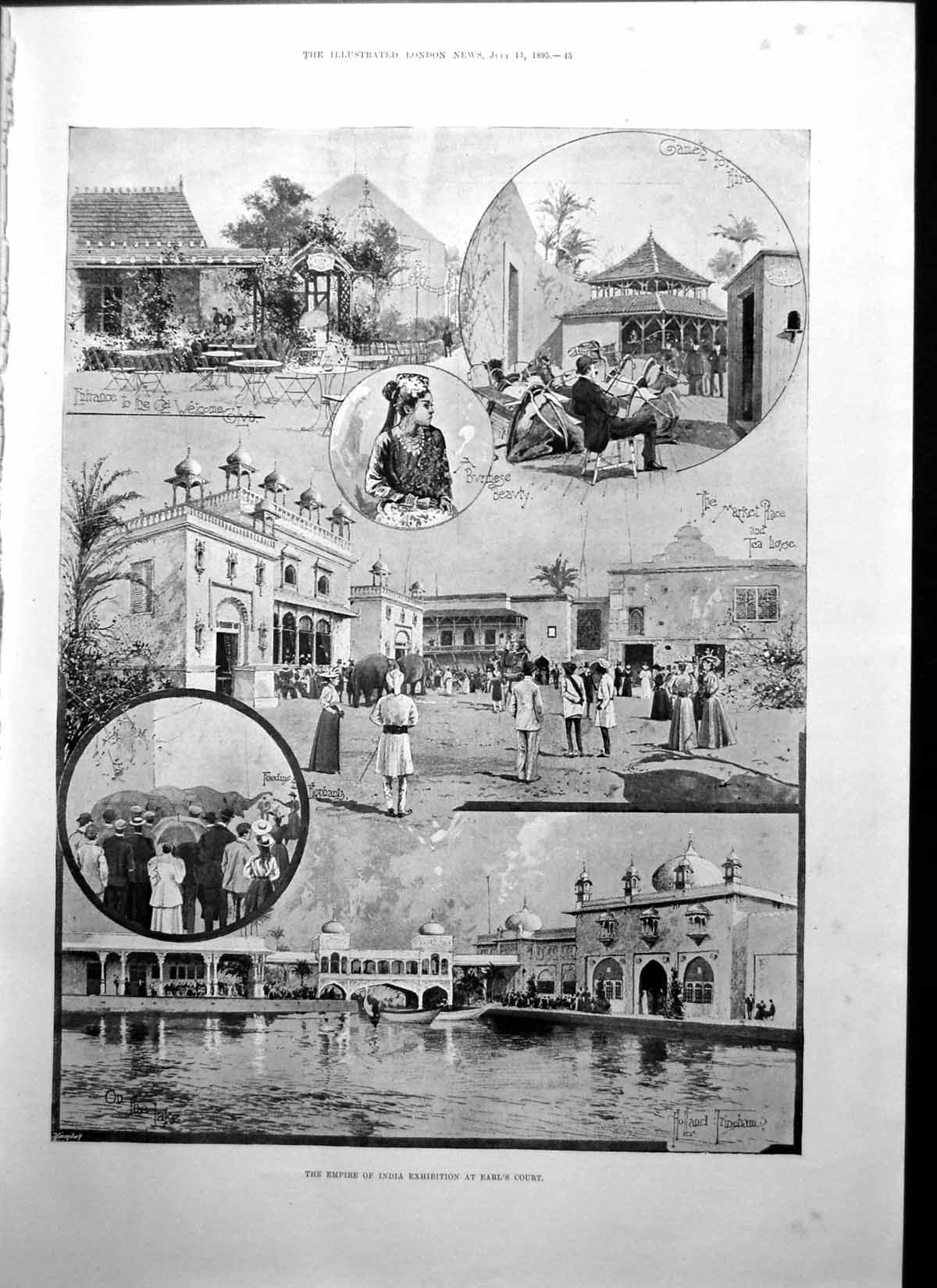 Old Print India Exhibition Earls Court Archduke Archduchess Austria 1895 19th