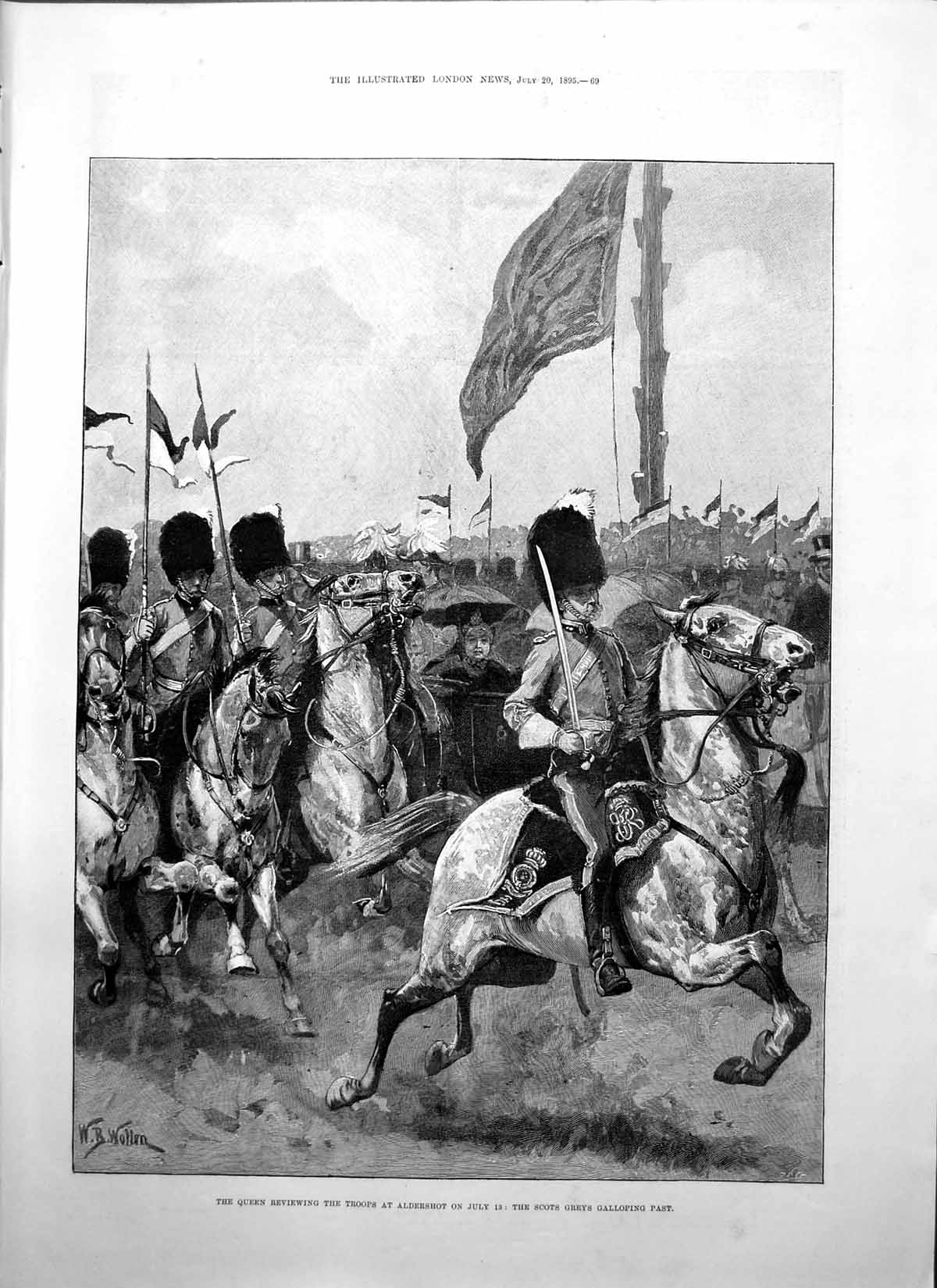 Antique Print Queen Review Troops Aldershot Duke Genoa Marquis Exeter 1895 19th