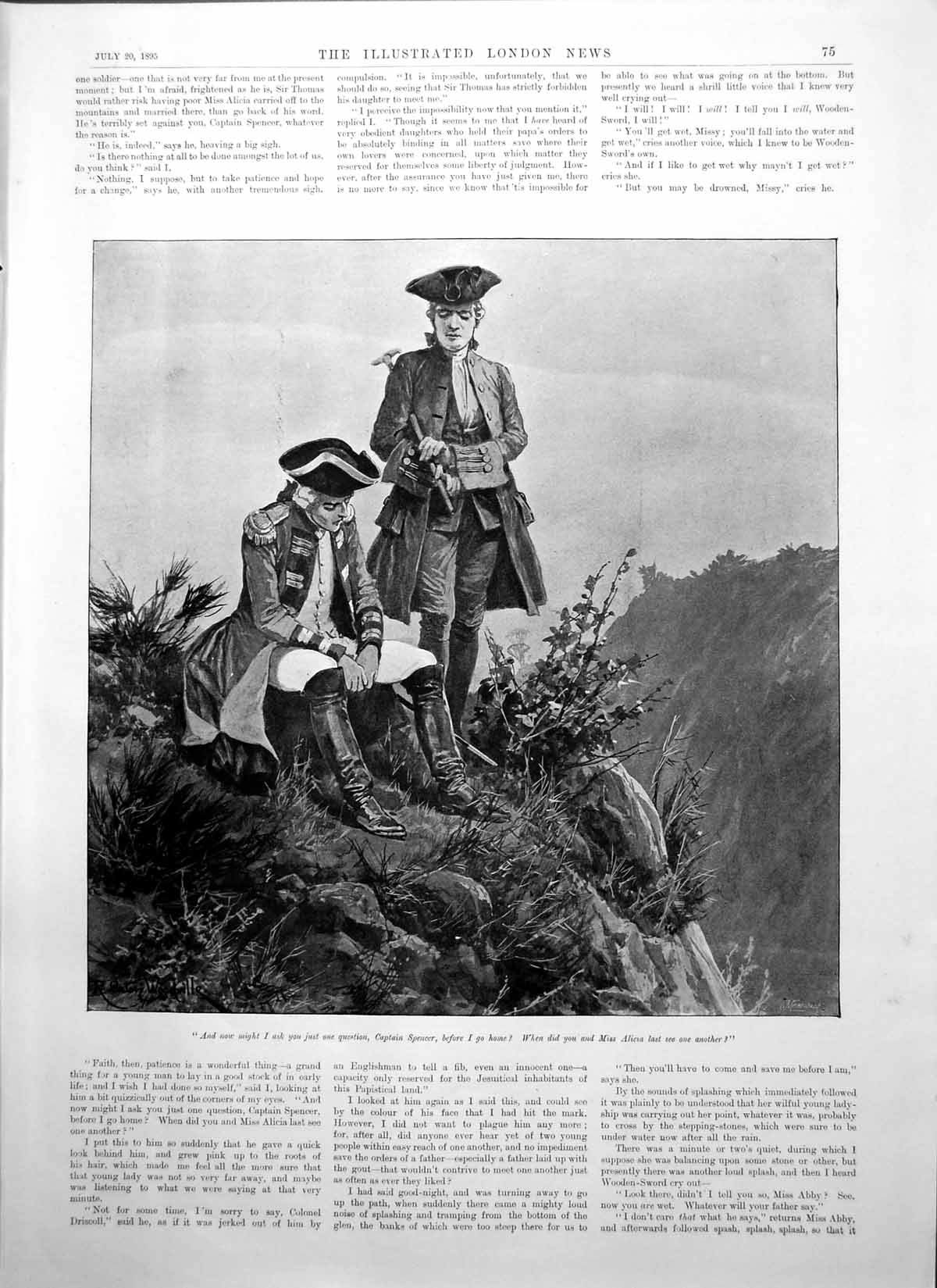 Old Antique Print Captain Spencer Asked When He Last Saw Miss Alicia 1895 19th