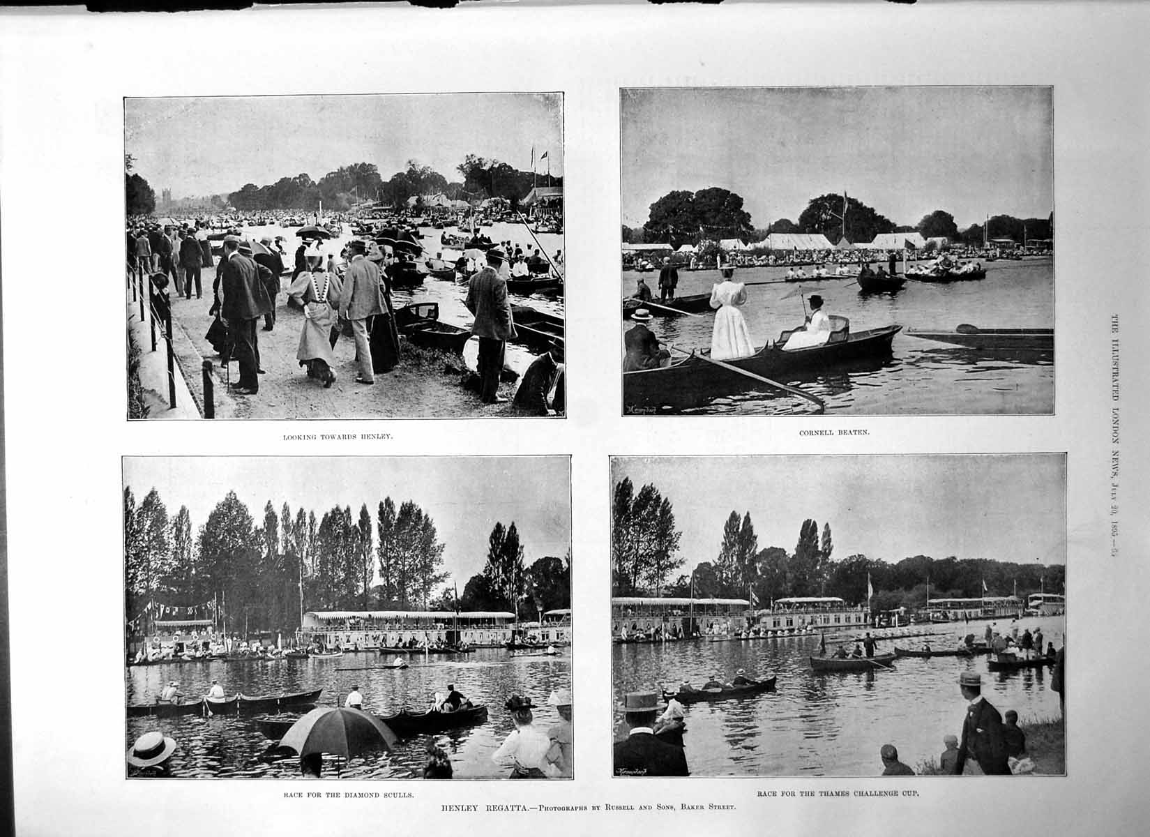 Old Henley Regatta Cornell Beaten Race Diamond Sculls Thames Cup 1895 Victorian