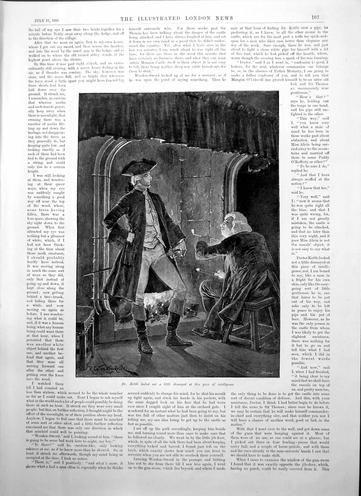 Old Print Dr Kettle Dismayed Moriarty Afraid Gun Sir Thomas Shouting 1895 19th