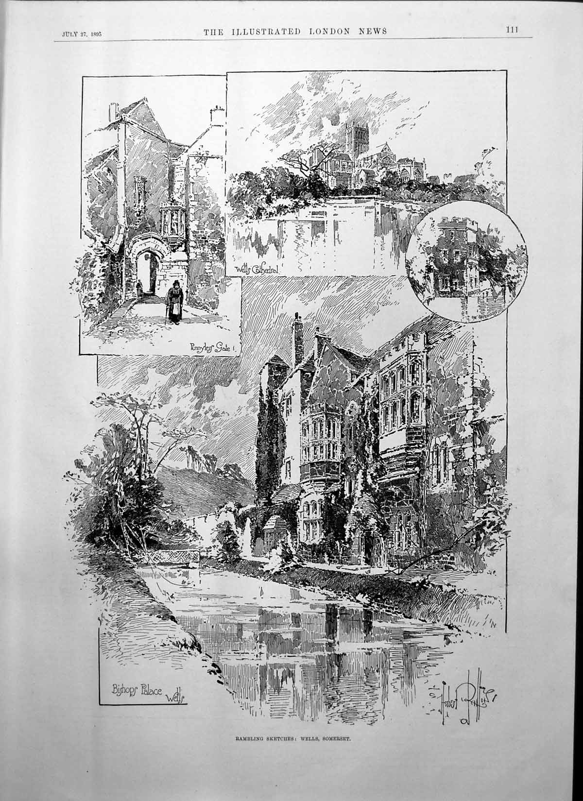 Old Wells Somerset Cathedral Bishops Palace Seaside Fresh Shrimps 1895 19th