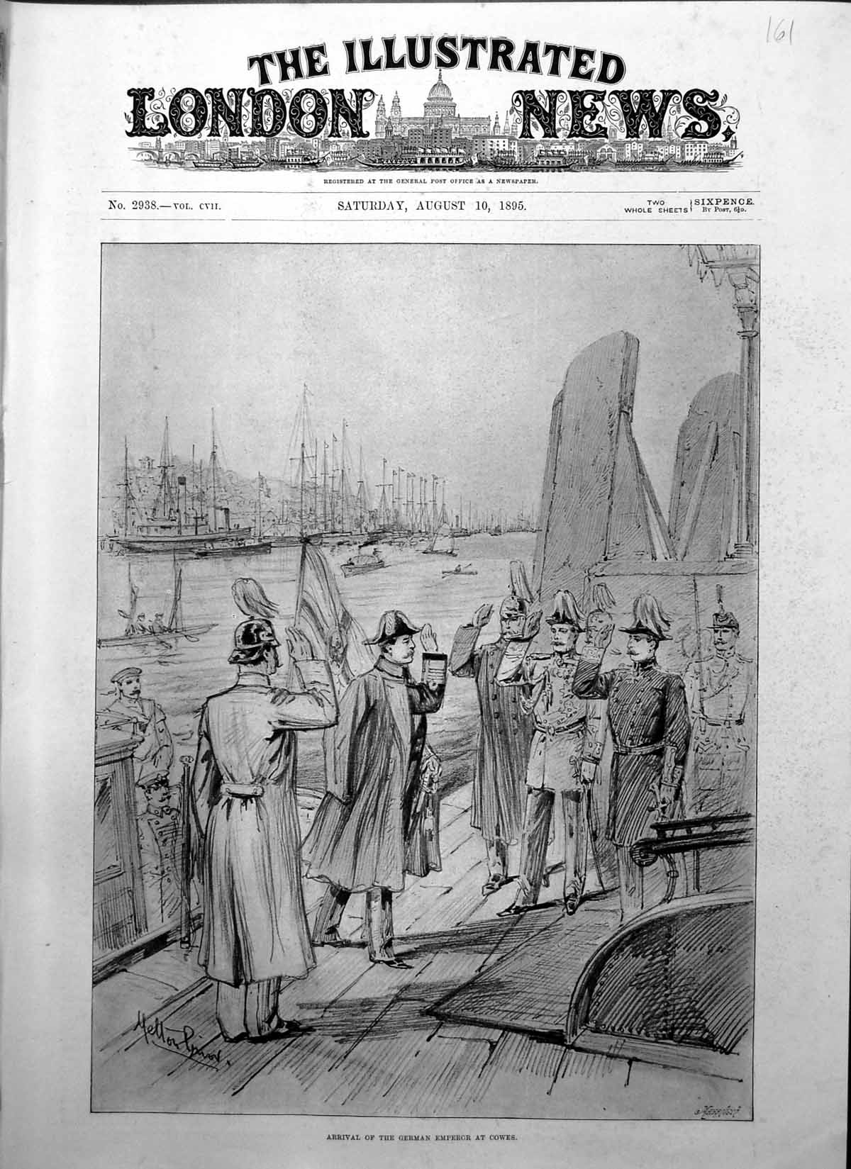 Antique Print Arrival German Emperor Cowes Naval Officers Melton Prior 1895