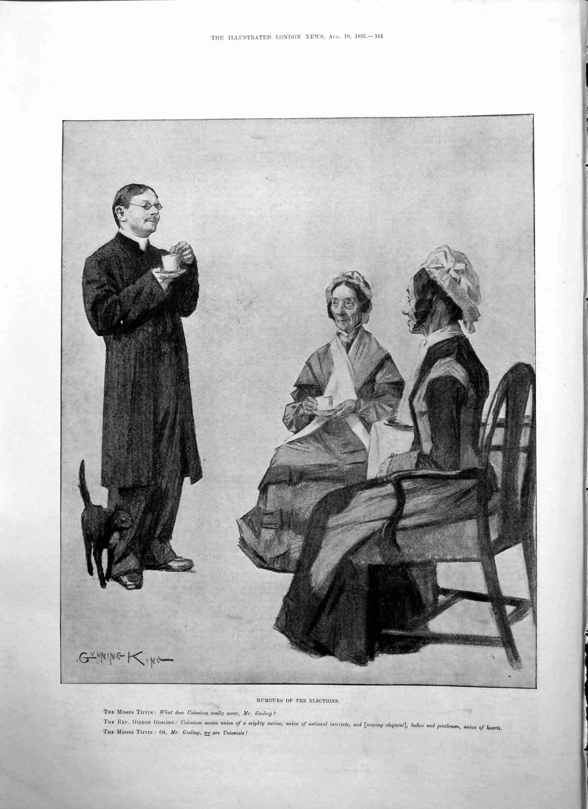 Old Print Humours Elections Misses Tiffin Rev Gosling Joseph Thomson 1895 19th