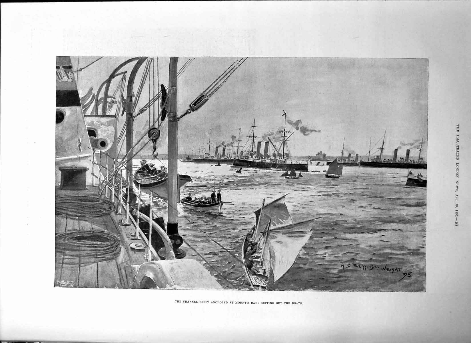 Old Print Channel Fleet Mounts Bay Boats Late Lieut Gen Keith Fraser 1895 19th