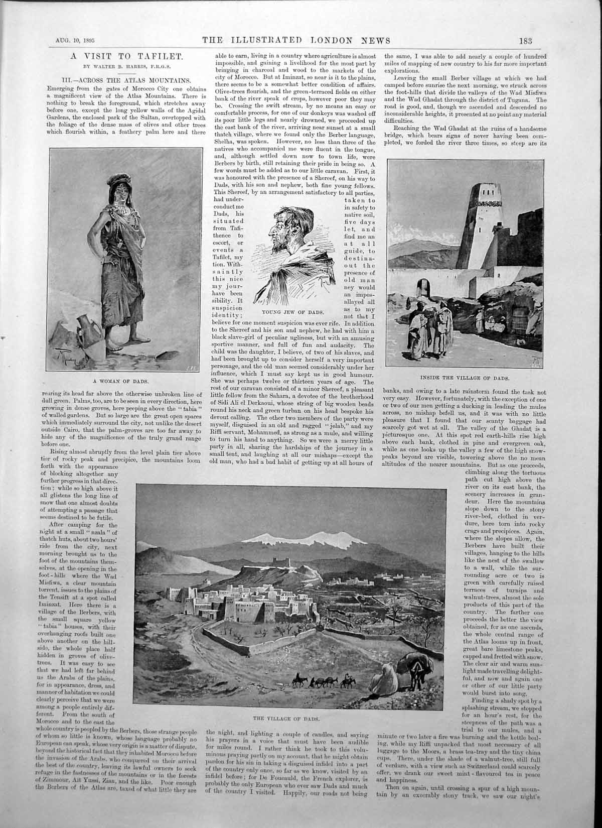 Antique Print Village Dads Jew Woman Sheikhs House Zarkten Fording Wad 1895