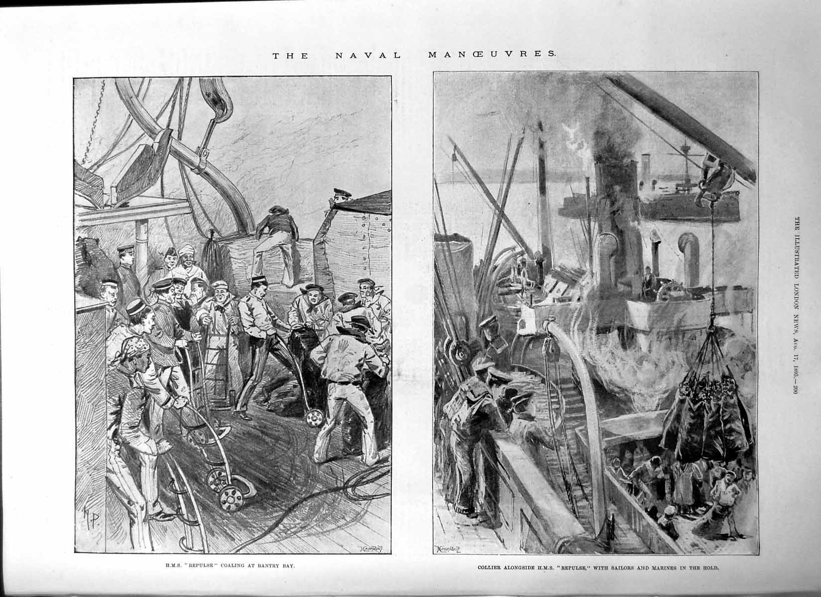 Old Hms Repulse Coaling Ist Essex Artillery Capt Holmes Rev Talbot 1895 19th