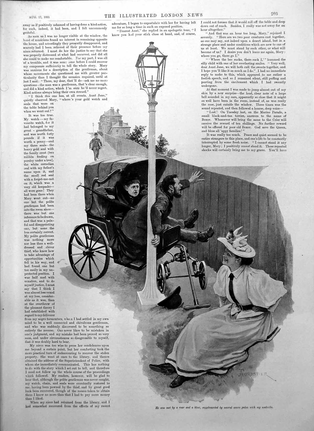 Antique Old Print Man Lampost Wheelchair Duke Marlborough Lord Ampthill 1895
