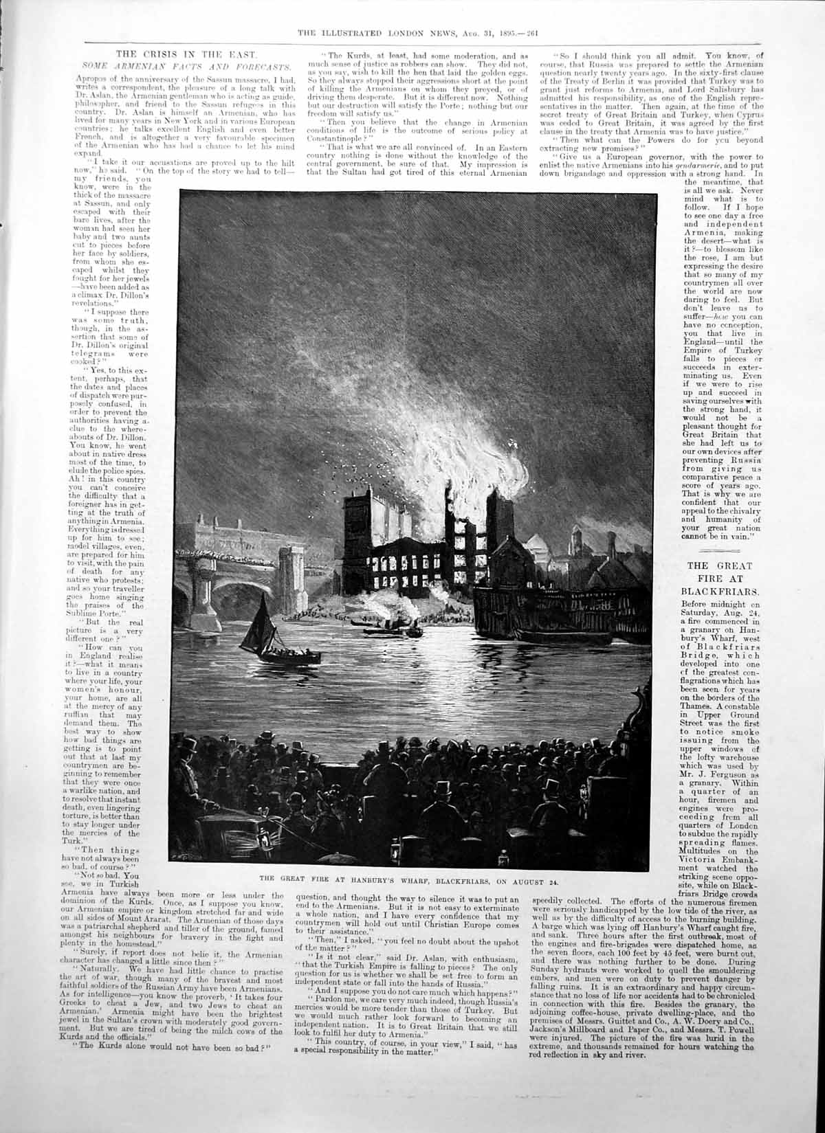Old Print Fire Hanburys Wharf Blackfriars Marischal College Aberdeen 1895 19th