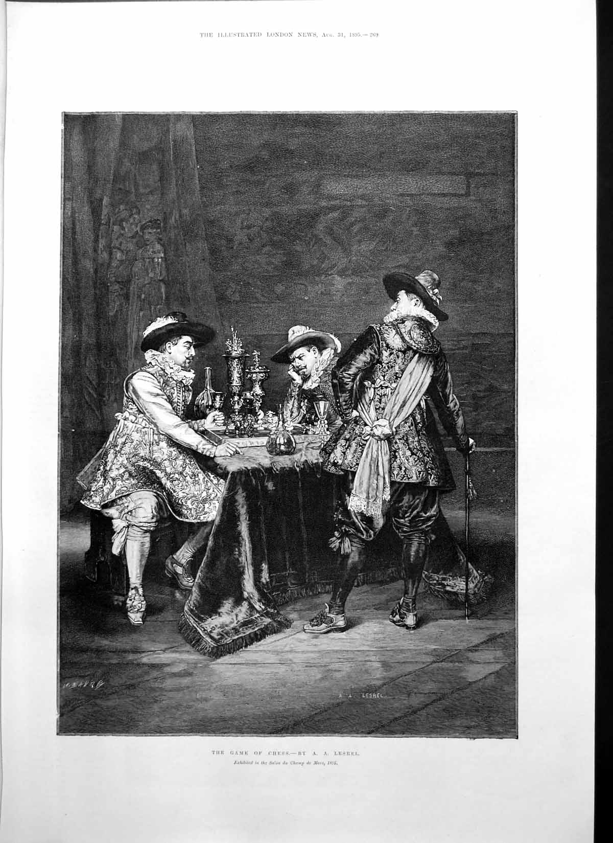 Antique Old Print Game Chess A Lesrel Oberland Railway Wengernalp Murren 1895