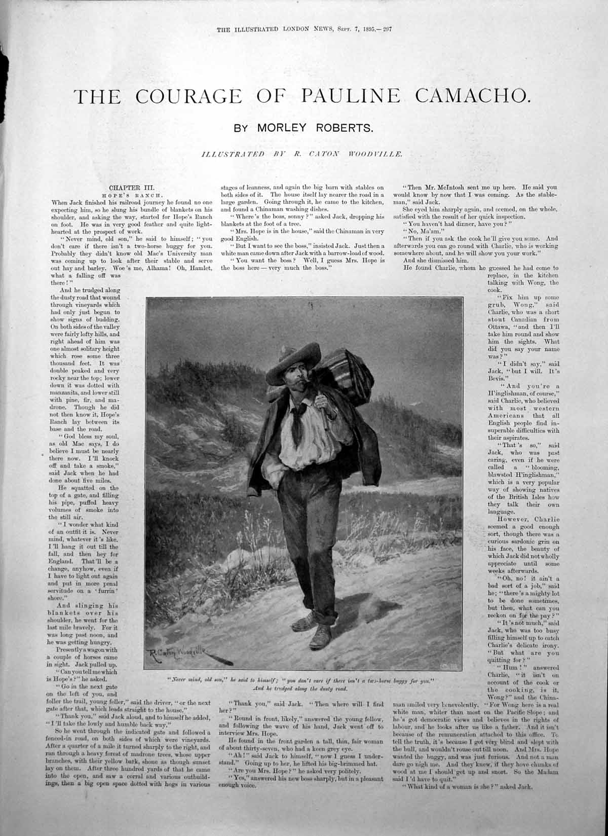 Antique Old Print Courage Pauline Camacho Man Trudged Along Dusty Road 1895
