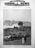 Original Old Antique Print Scene Barnet Fair Horses Tents Spectators 1895 19th